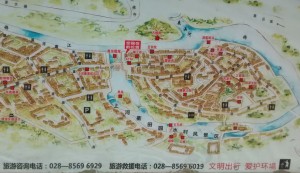 Detailed map of Huanglongxi with tourist information contact details