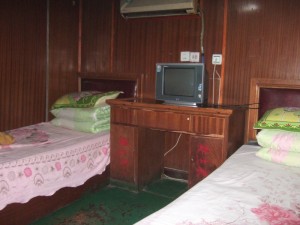 Cabin aboard the passenger ship connecting ports along the Three Gorges section of the Yangtze river in Hubei province and Chongqing municipality, China